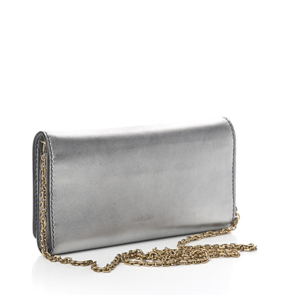 Christian Dior Metallic Calfskin J'adior Croisiere Chain Wallet Graphite 2 of 7