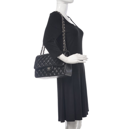 Chanel Lambskin Quilted Jumbo Double Flap Black 2 of 10