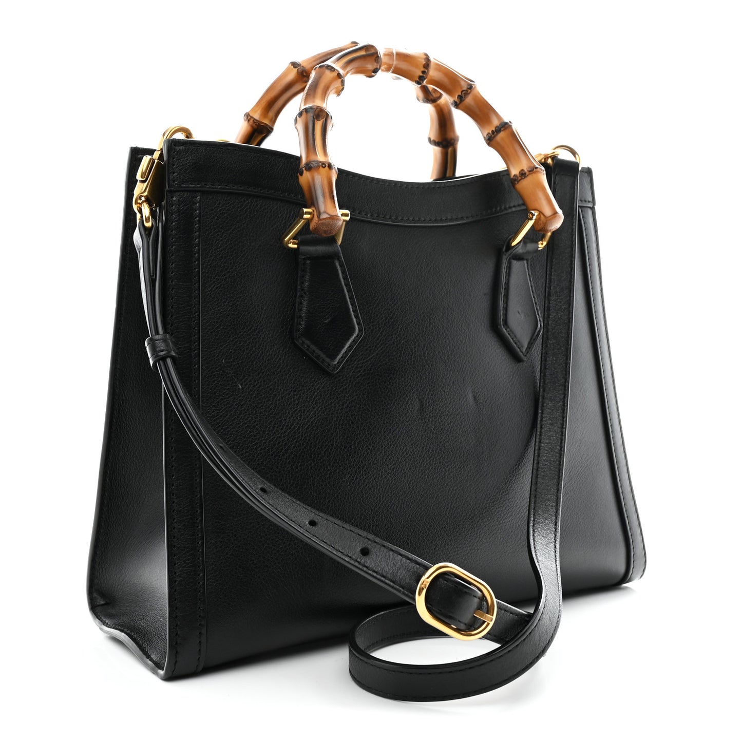 Calfskin Small Diana Tote Bag Black Yellow Fluo