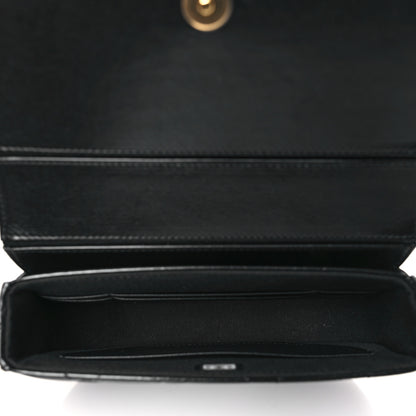 Chanel Shiny Aged Calfskin Quilted Top Handle Clutch With Chain Black 5 of 9