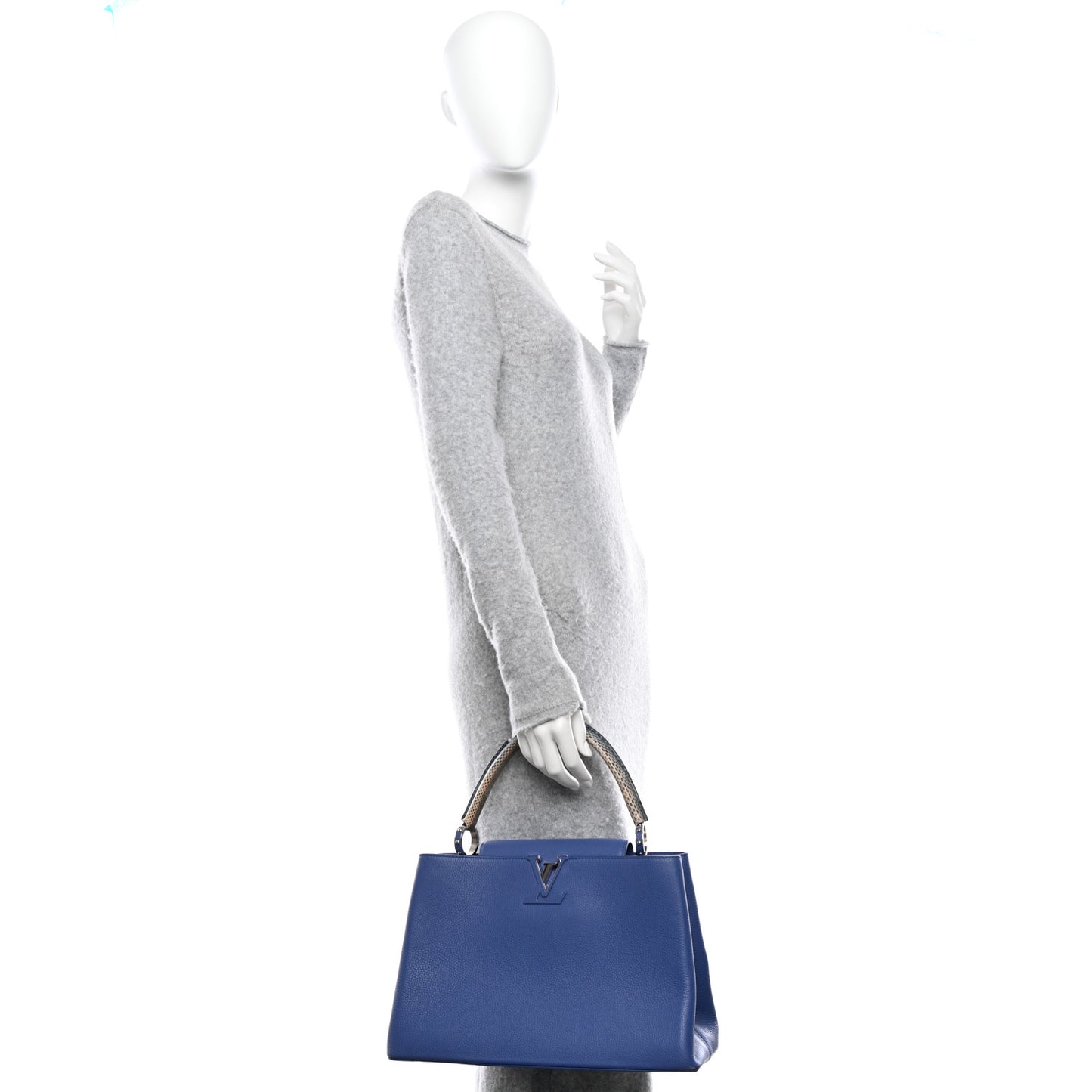 Taurillon Snakeskin Capucines MM Blue