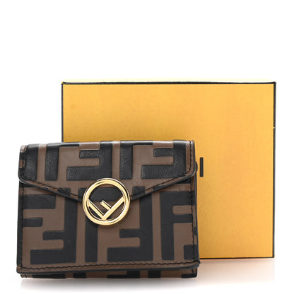Fendi Vitello Soft F is Fendi Bi-Color FF 1974 Embossed Micro Tri-Fold Envelope Wallet Maya Black 8 of 8