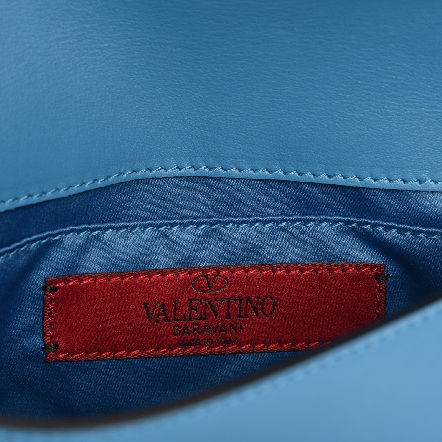 Valentino Garavani Vitello Small Rockstud Chain Flap Crossbody Bag Light Blue 6 of 6