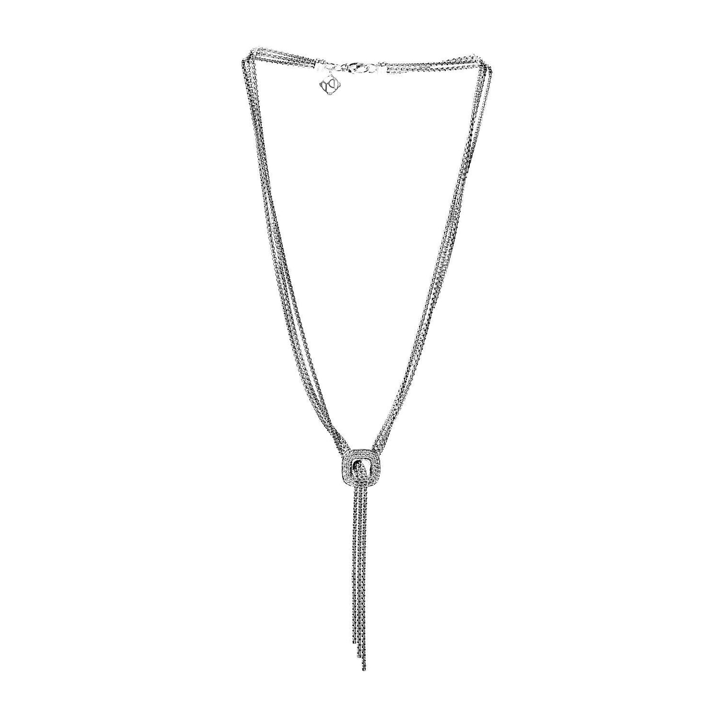 Sterling Silver Diamond 14mm Waterfall Lariat Necklace