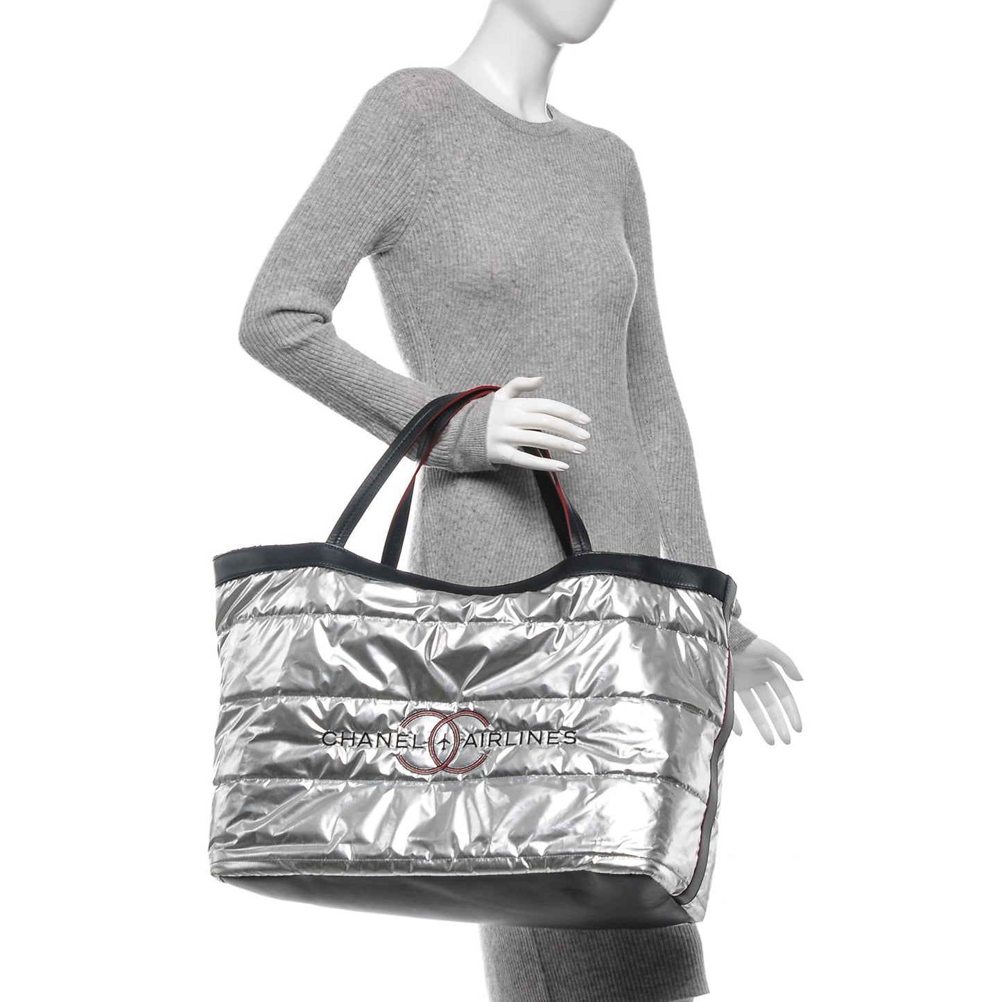 Reversible Airlines Tote Silver Navy