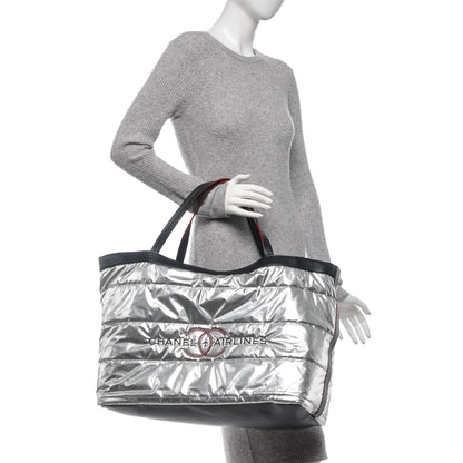 Chanel Reversible Airlines Tote Silver Navy 4 of 15