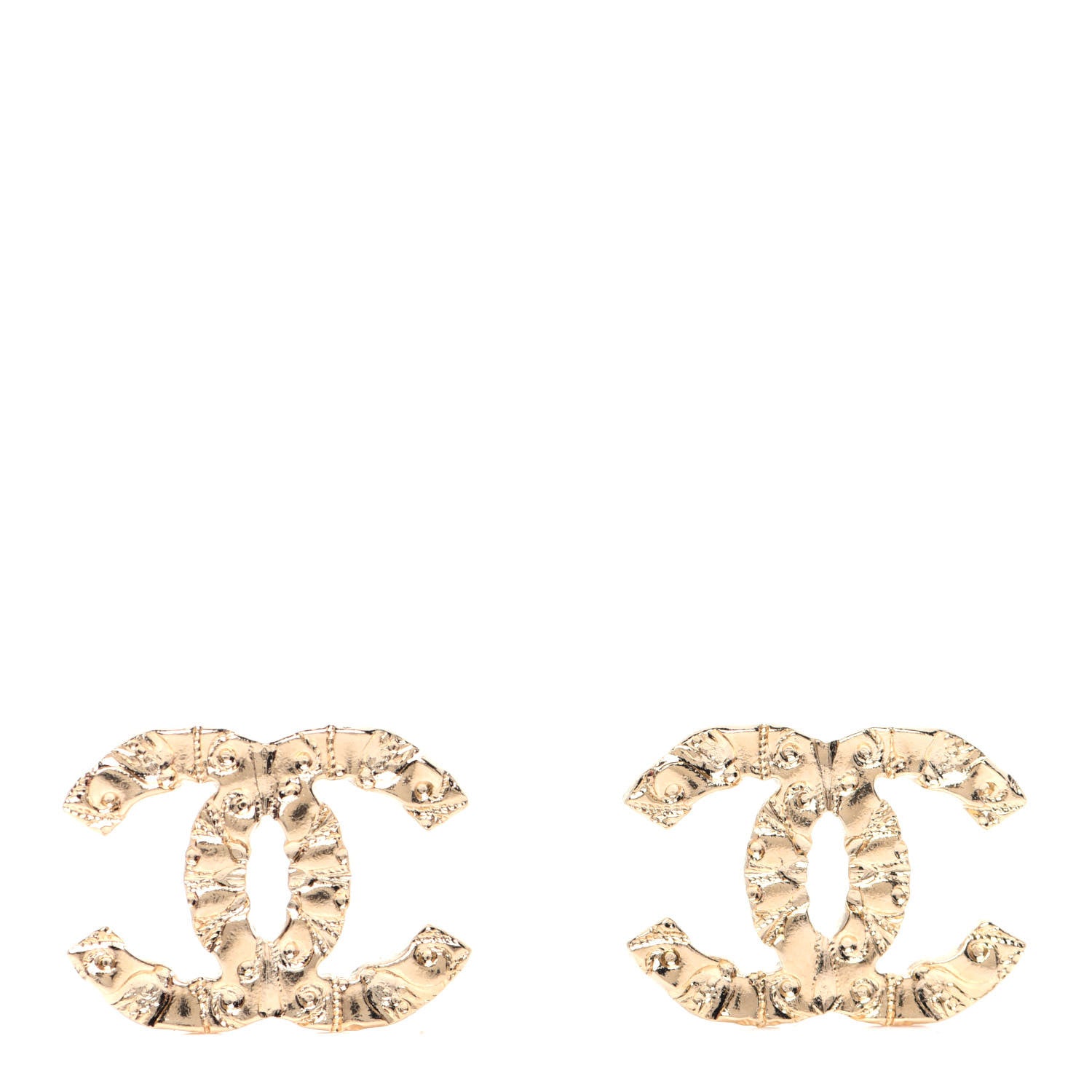 Chanel Textured CC Earrings Gold 1 of 6