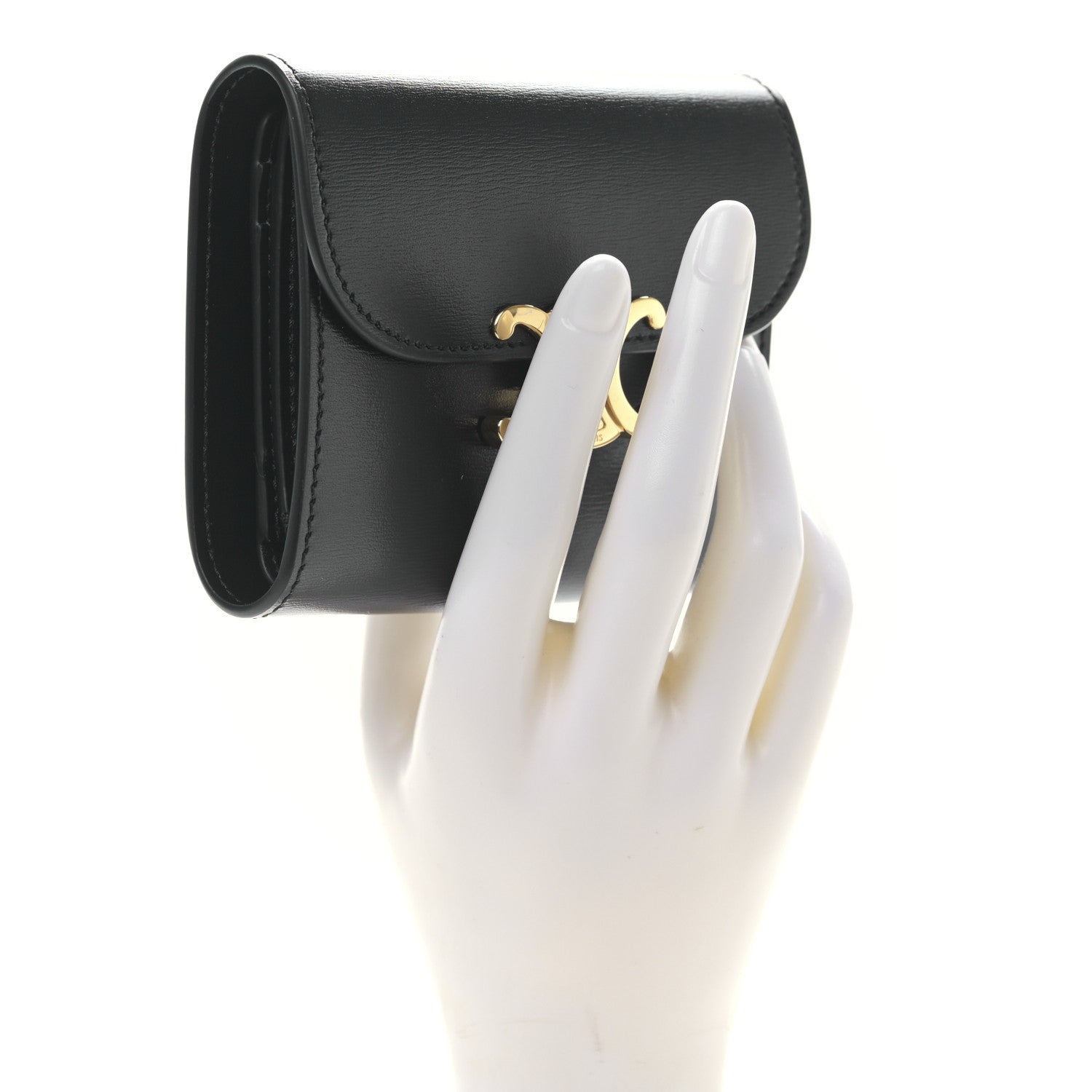 Celine Shiny Calfskin Small Triomphe Wallet Black 2 of 9