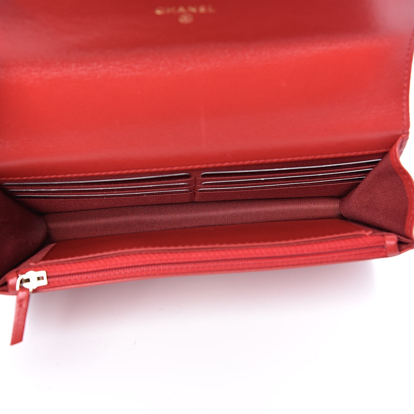 Goatskin Quilted 19 Wallet On Chain WOC Red