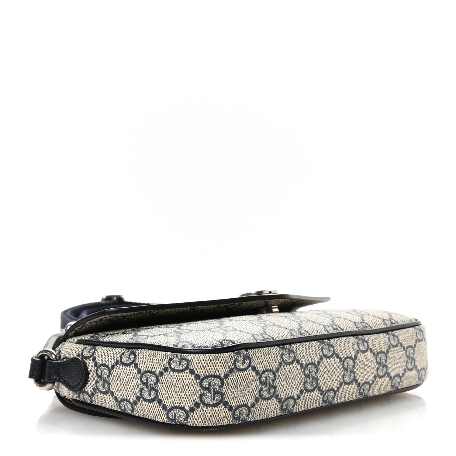 Gucci GG Supreme Monogram Textured Dollar Calfskin Web Mini Ophidia Envelope Shoulder Bag Beige Blue 4 of 11