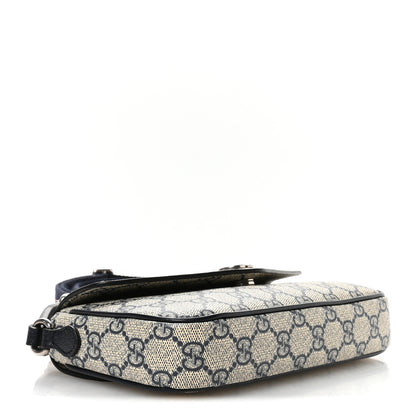 Gucci GG Supreme Monogram Textured Dollar Calfskin Web Mini Ophidia Envelope Shoulder Bag Beige Blue 4 of 11
