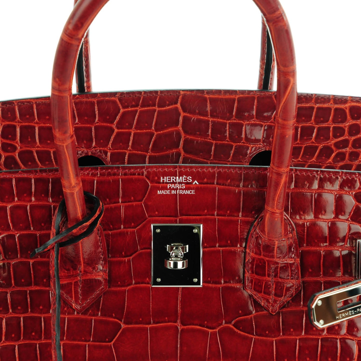 Shiny Porosus Crocodile Birkin 35 Rouge H