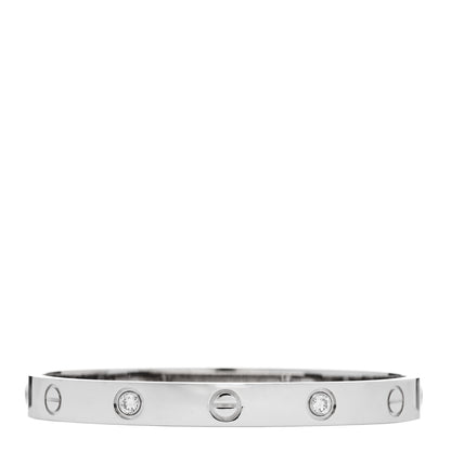 Cartier 18K White Gold 4 Diamond LOVE Bracelet 16 2 of 9