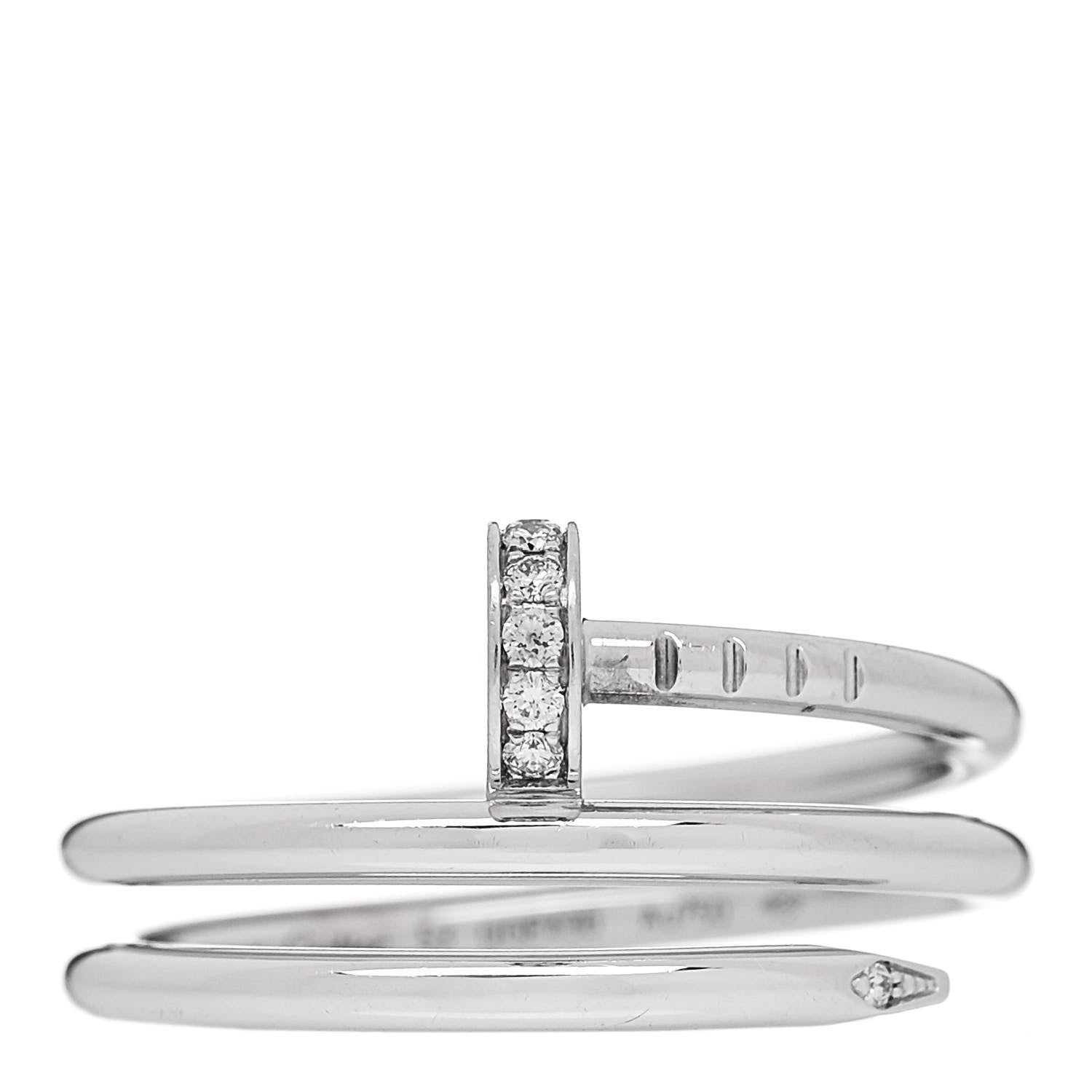 Cartier 18K White Gold Diamond Double Wrap Juste Un Clou Ring 53 6.25 1 of 4