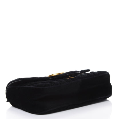 Gucci Velvet Matelasse Mini GG Marmont Shoulder Bag Black 3 of 4