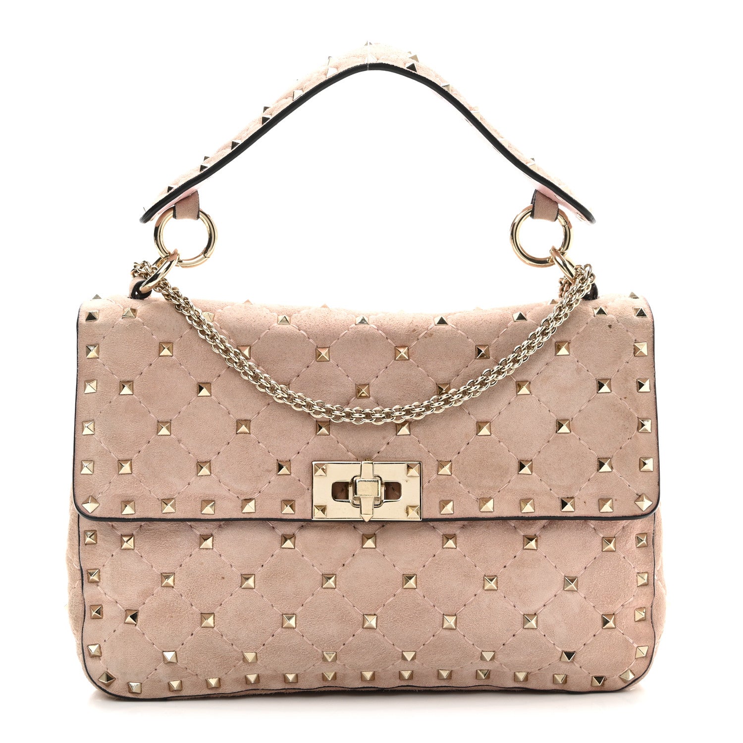 Valentino Garavani Suede Medium Rockstud Spike Shoulder Bag Loto 1 of 9