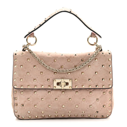 Valentino Garavani Suede Medium Rockstud Spike Shoulder Bag Loto 1 of 9