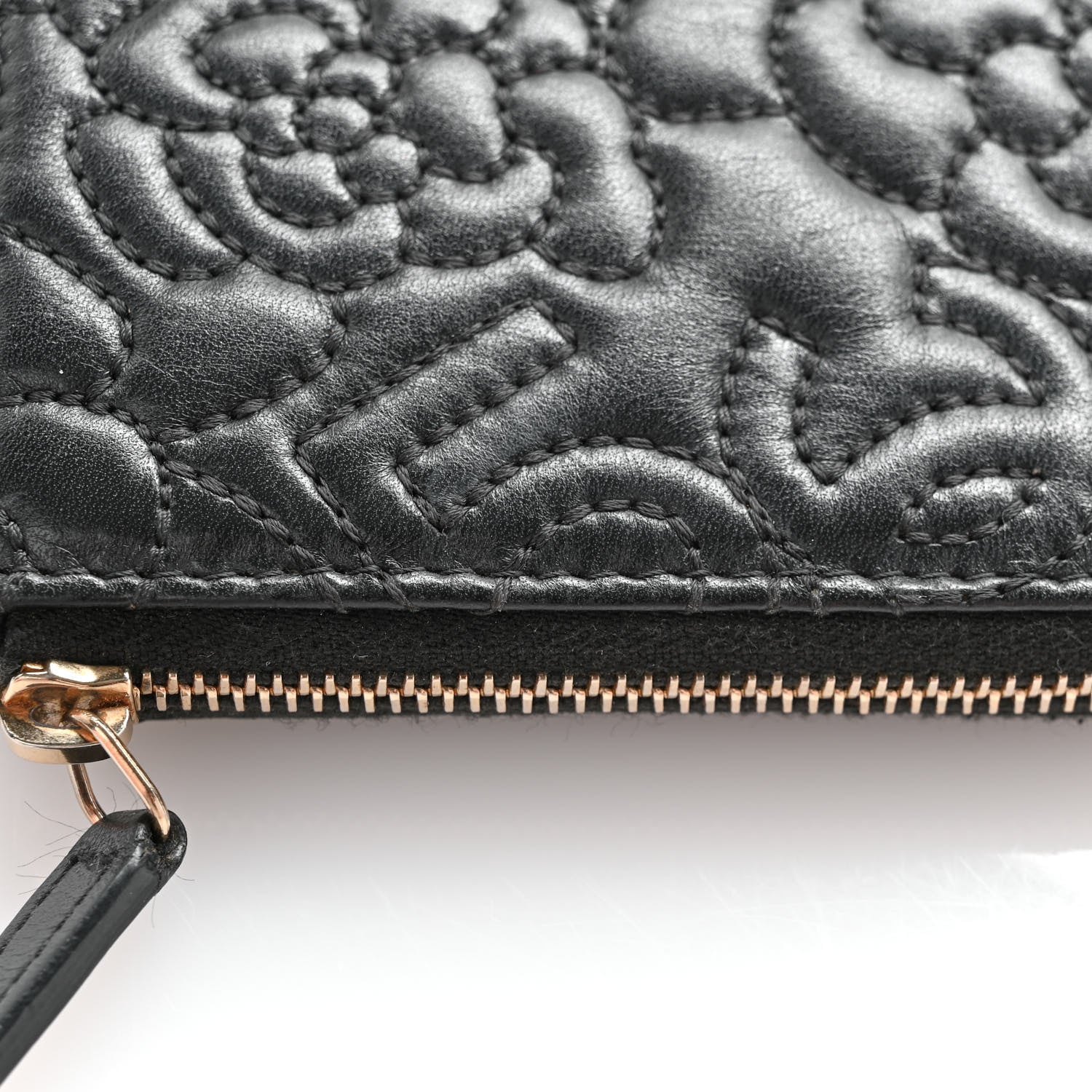 Chanel Lambskin Camellia Embossed Key Holder Case Black 10 of 10