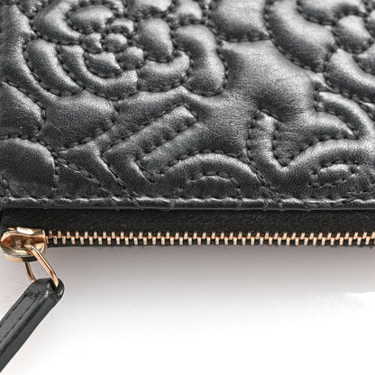 Chanel Lambskin Camellia Embossed Key Holder Case Black 10 of 10
