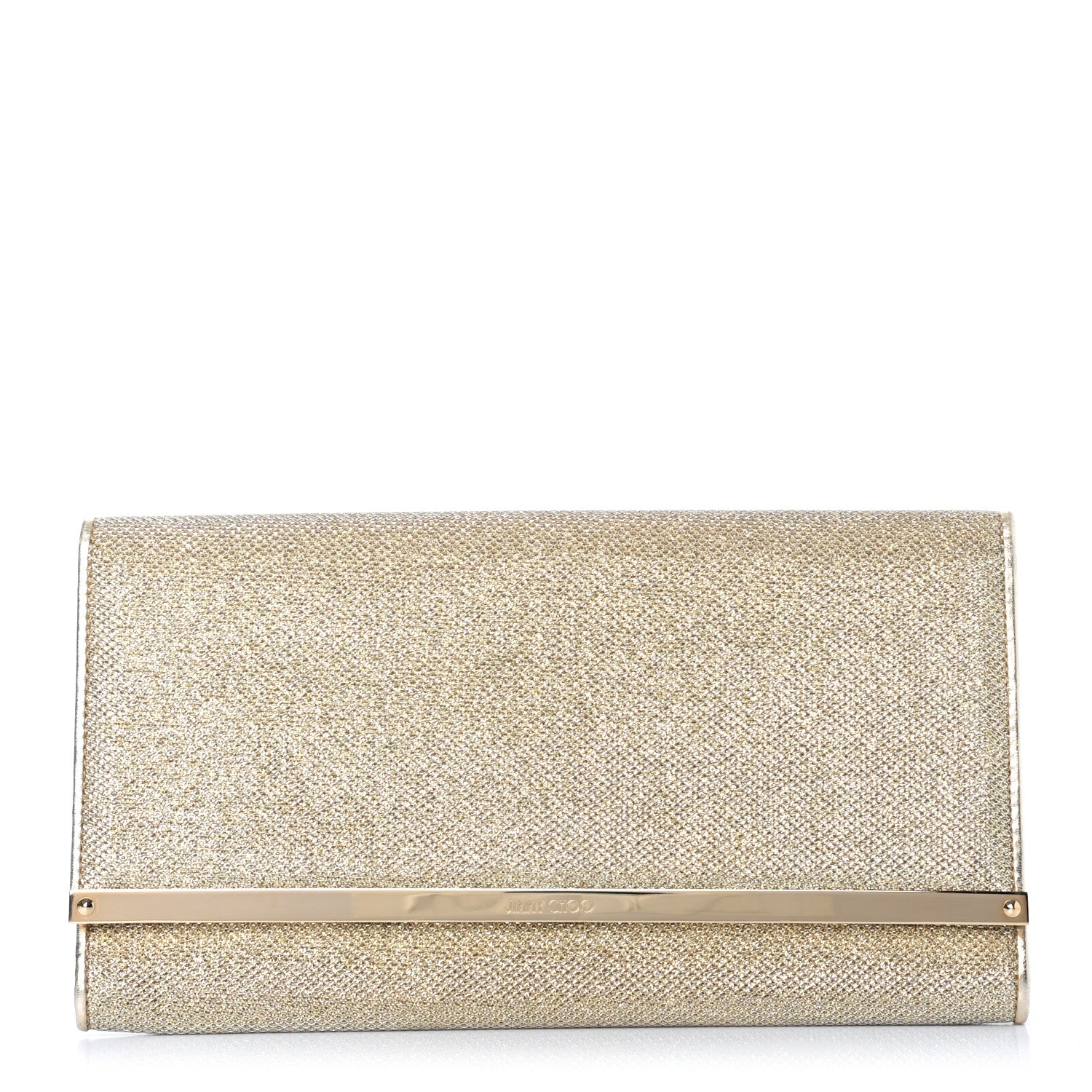 Jimmy Choo Glitter Fabric Milla Clutch Champagne 1 of 10