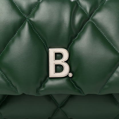 Balenciaga Nappa Calfskin Quilted Touch B Puffy Clutch Forest Green 8 of 10