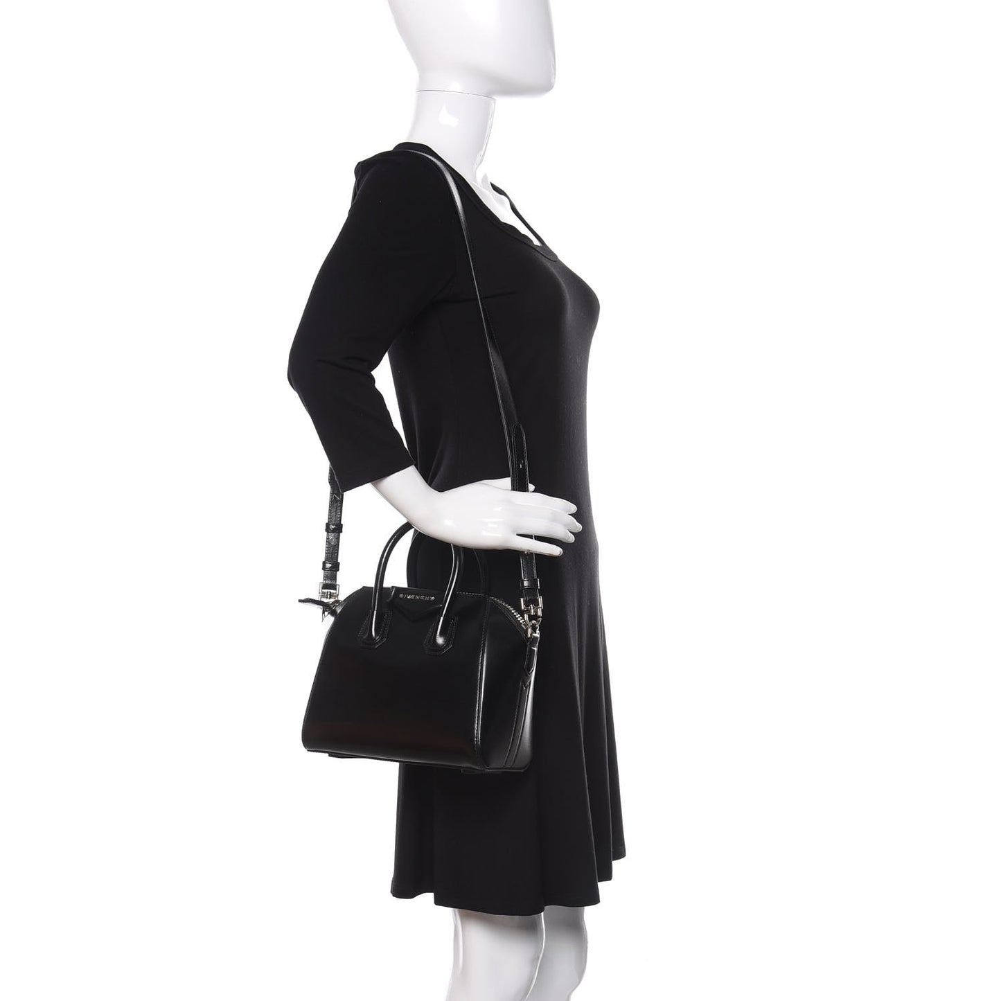 Shiny Lord Calfskin Mini Antigona Black