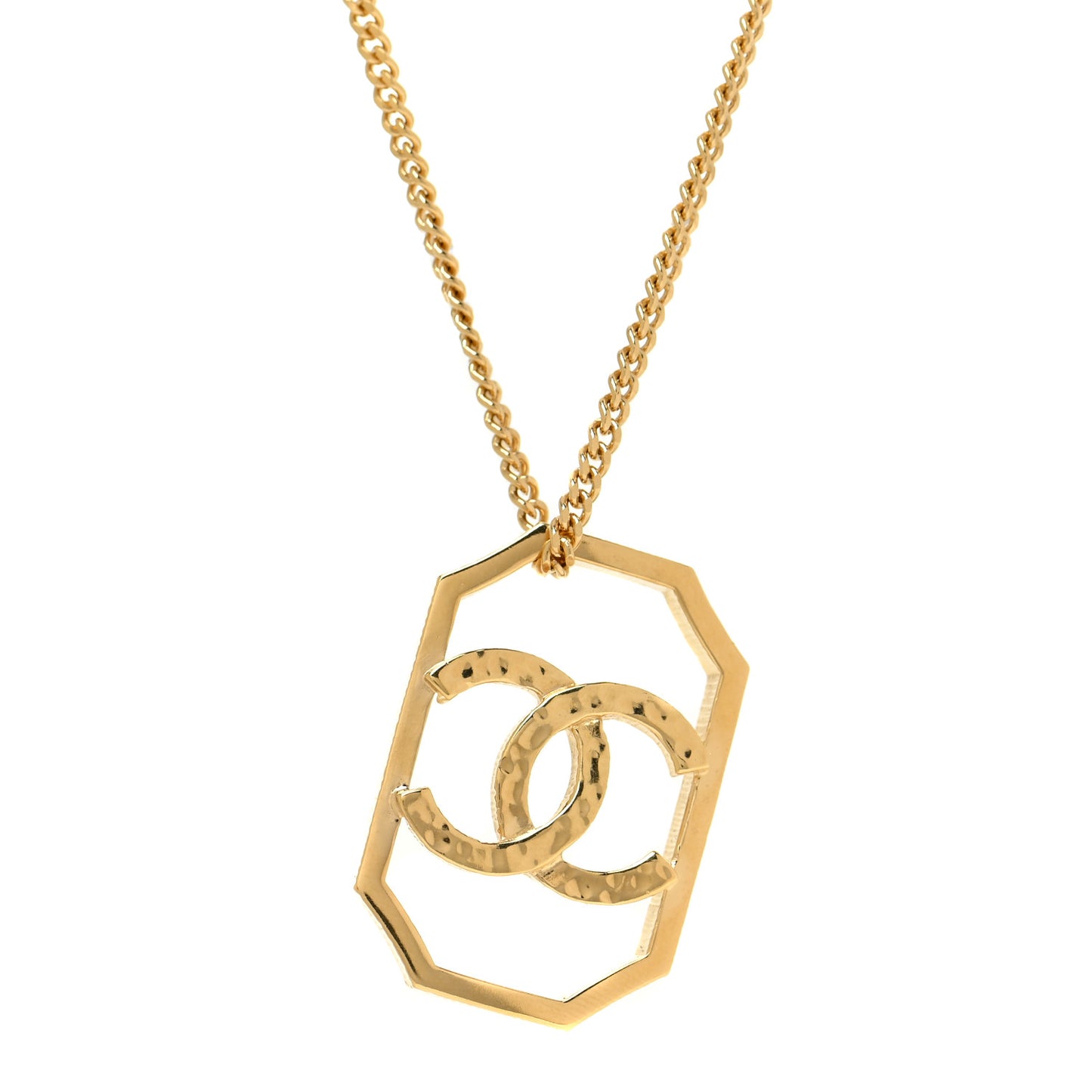 Metal CC Chain Pendant Necklace Gold