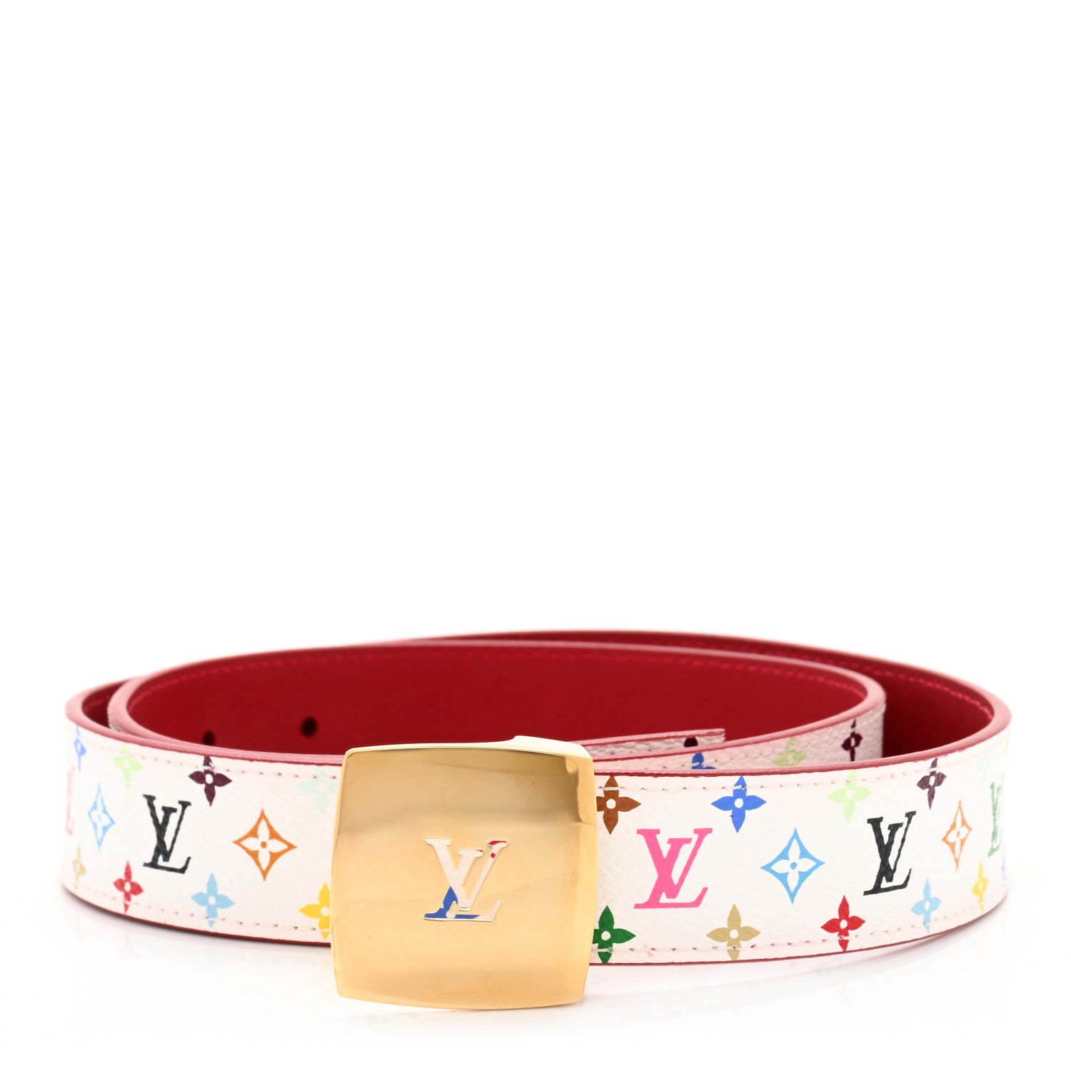 Louis Vuitton Monogram Multicolor LV Cut Reversible Belt 80 32 White Grenade 1 of 6