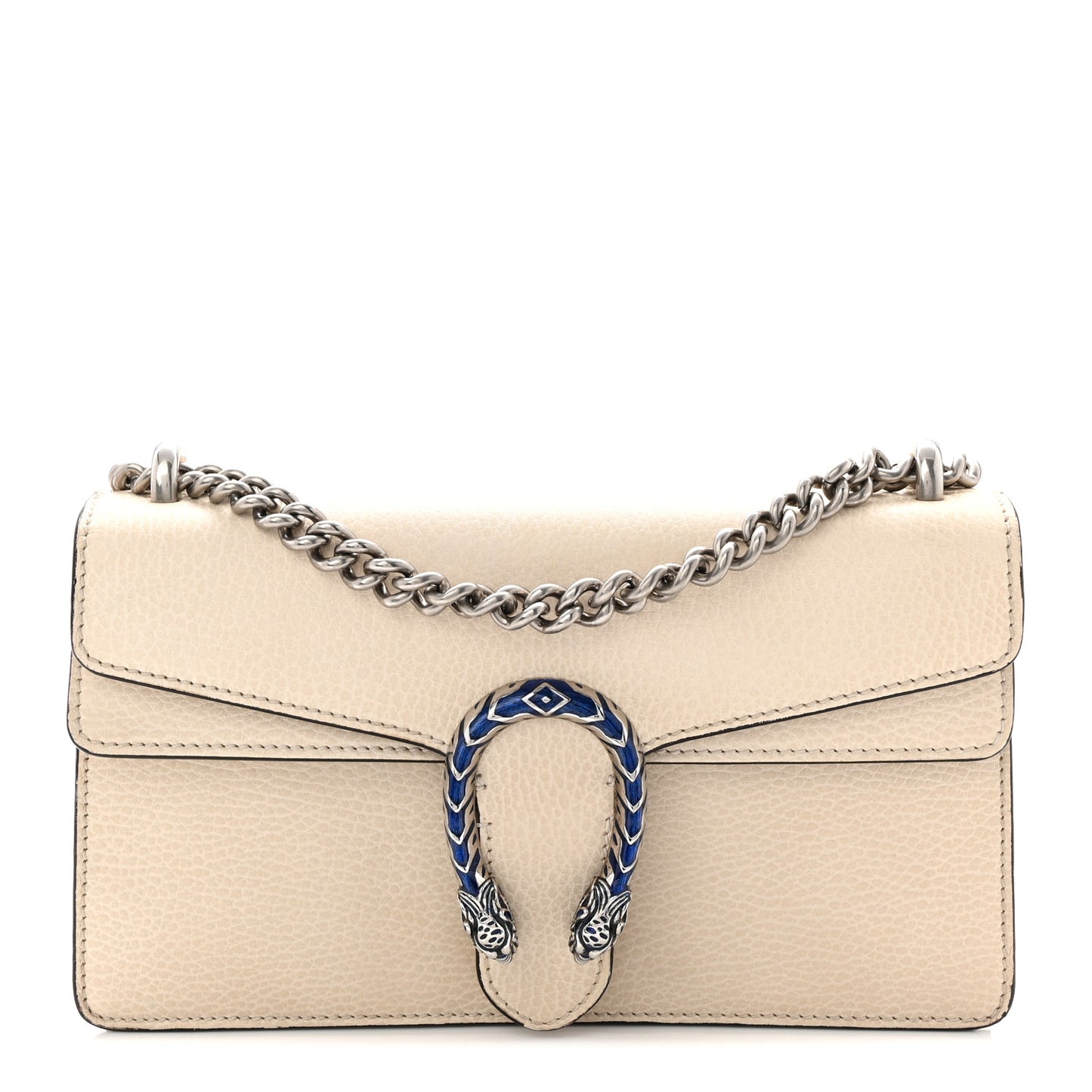 Dollar Calfskin Enamel Small Dionysus Shoulder Bag Mystic White Electric Blue