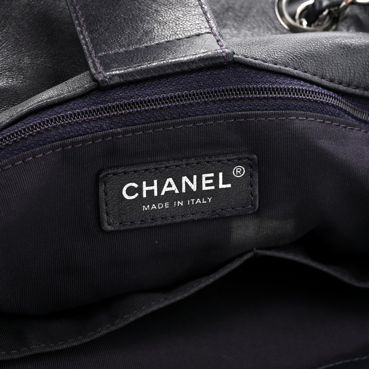 Chanel Lambskin Quilted Large Drawstring Shoulder Bag Dark Purple 6 of 10