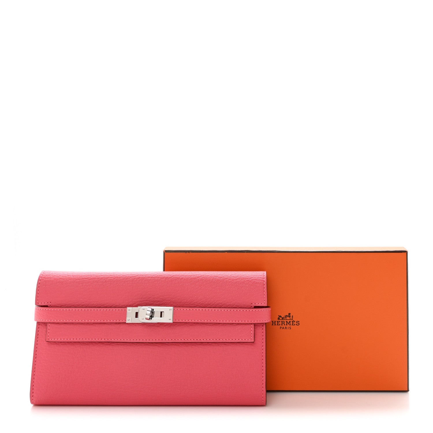 Hermes Chevre Mysore Kelly Longue Wallet Rose Azalee 8 of 8