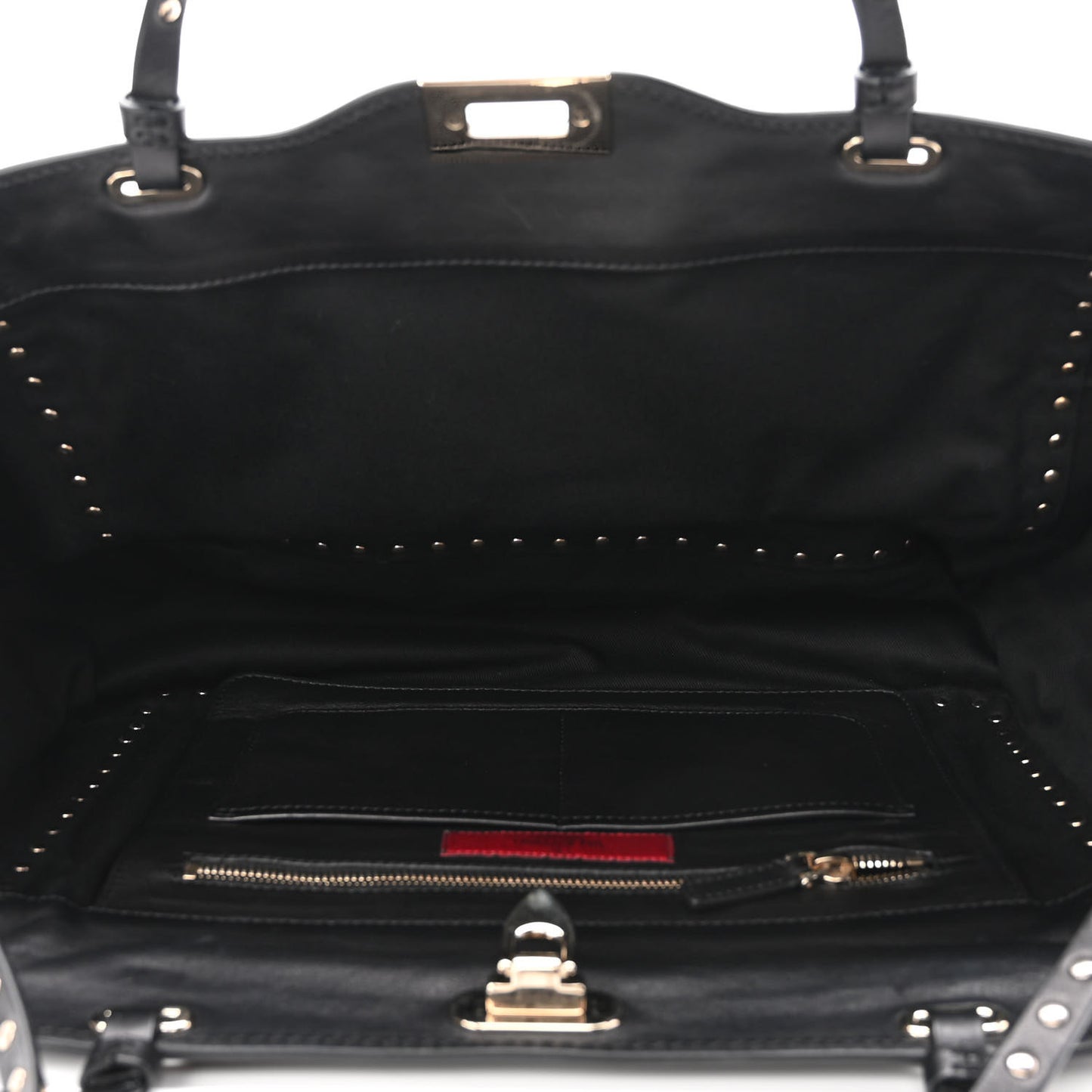 Vitello Medium Rockstud Tote Black