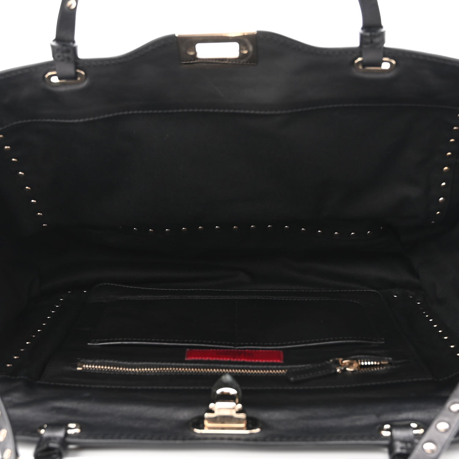 Valentino Garavani Vitello Medium Rockstud Tote Black 5 of 10