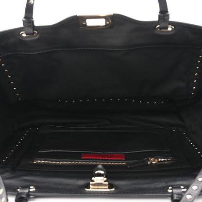 Valentino Garavani Vitello Medium Rockstud Tote Black 5 of 10