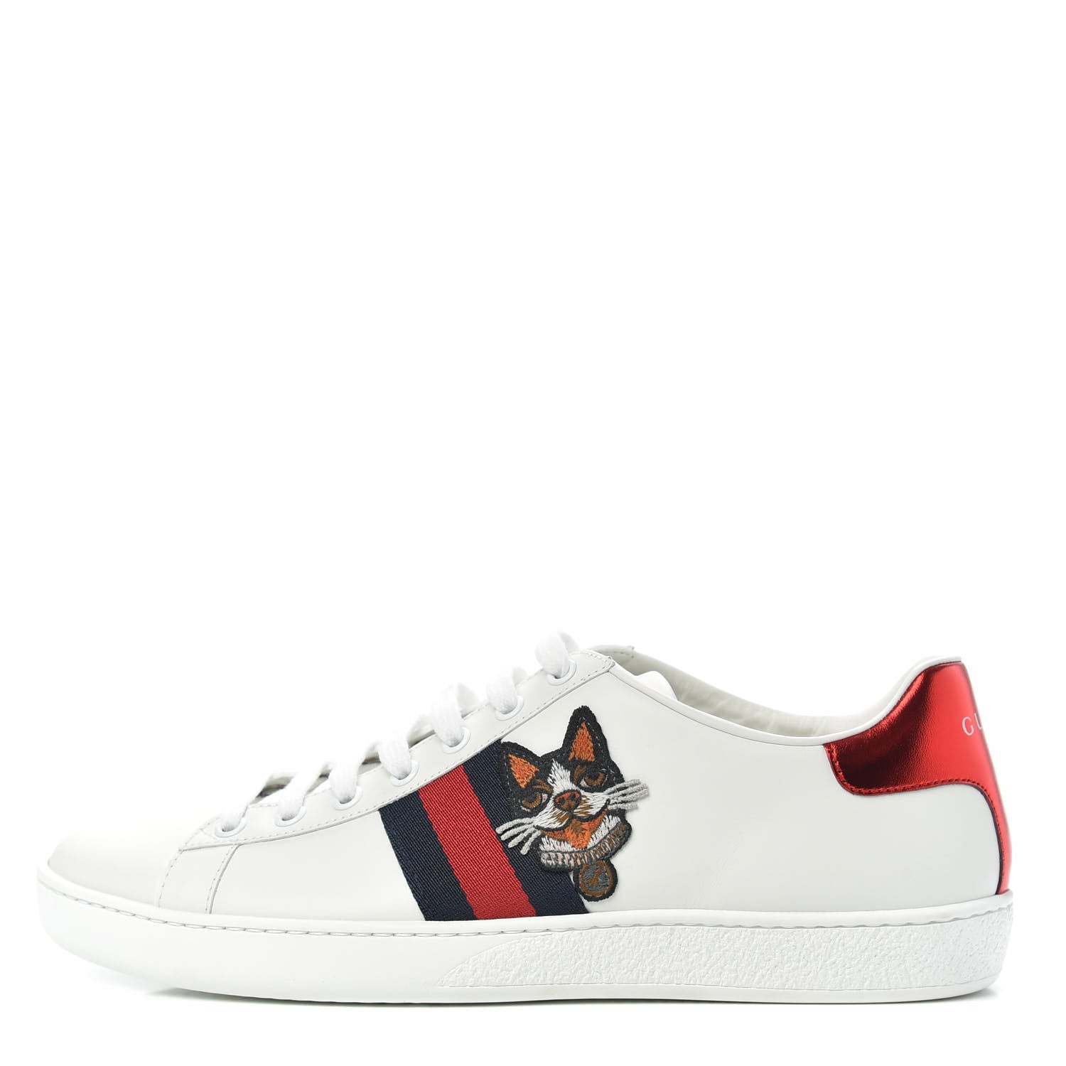 Gucci Calfskin Web Bosco Embroidered Ace Sneakers 39.5 White 1 of 11