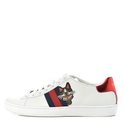 Gucci Calfskin Web Bosco Embroidered Ace Sneakers 39.5 White 1 of 11