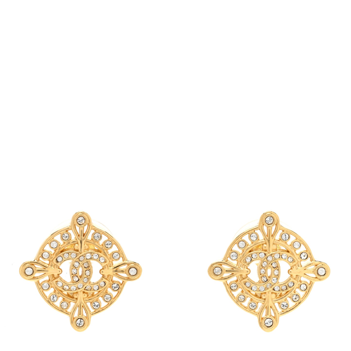 Crystal CC Chanel Earrings Gold
