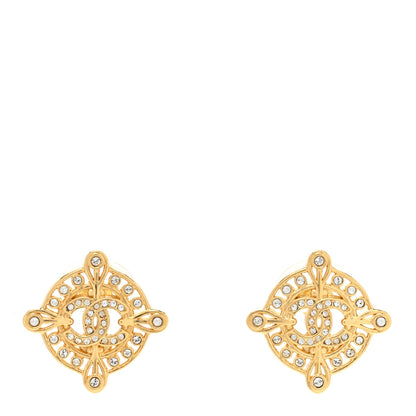 Chanel Crystal CC Chanel Earrings Gold 1 of 4
