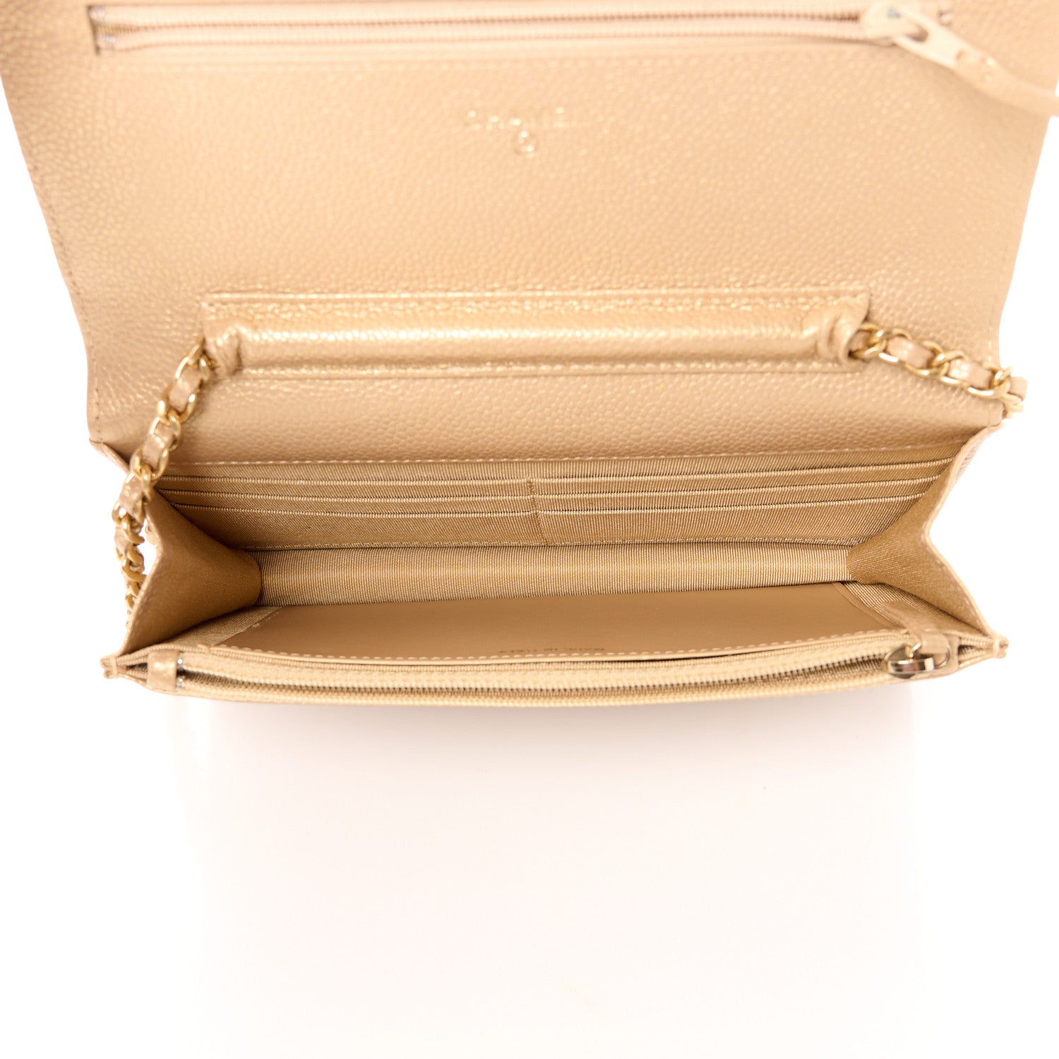 Chanel Pearly Caviar Quilted Wallet On Chain WOC Gold 5 of 12