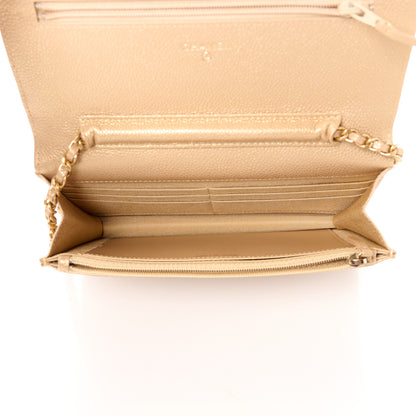 Chanel Pearly Caviar Quilted Wallet On Chain WOC Gold 5 of 12