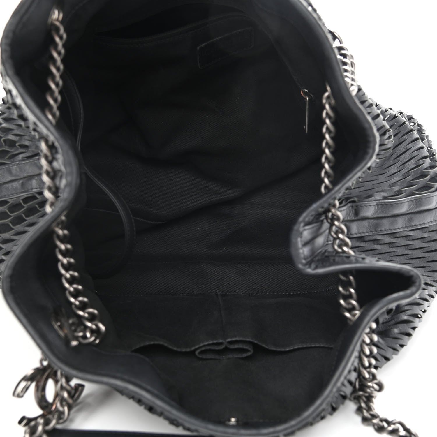 Chanel Calfskin Laser Cut Perforated CC Tote Black 4 of 9