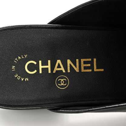 Chanel Shiny Calfskin Crystal CC Mules 39.5 Black 6 of 10