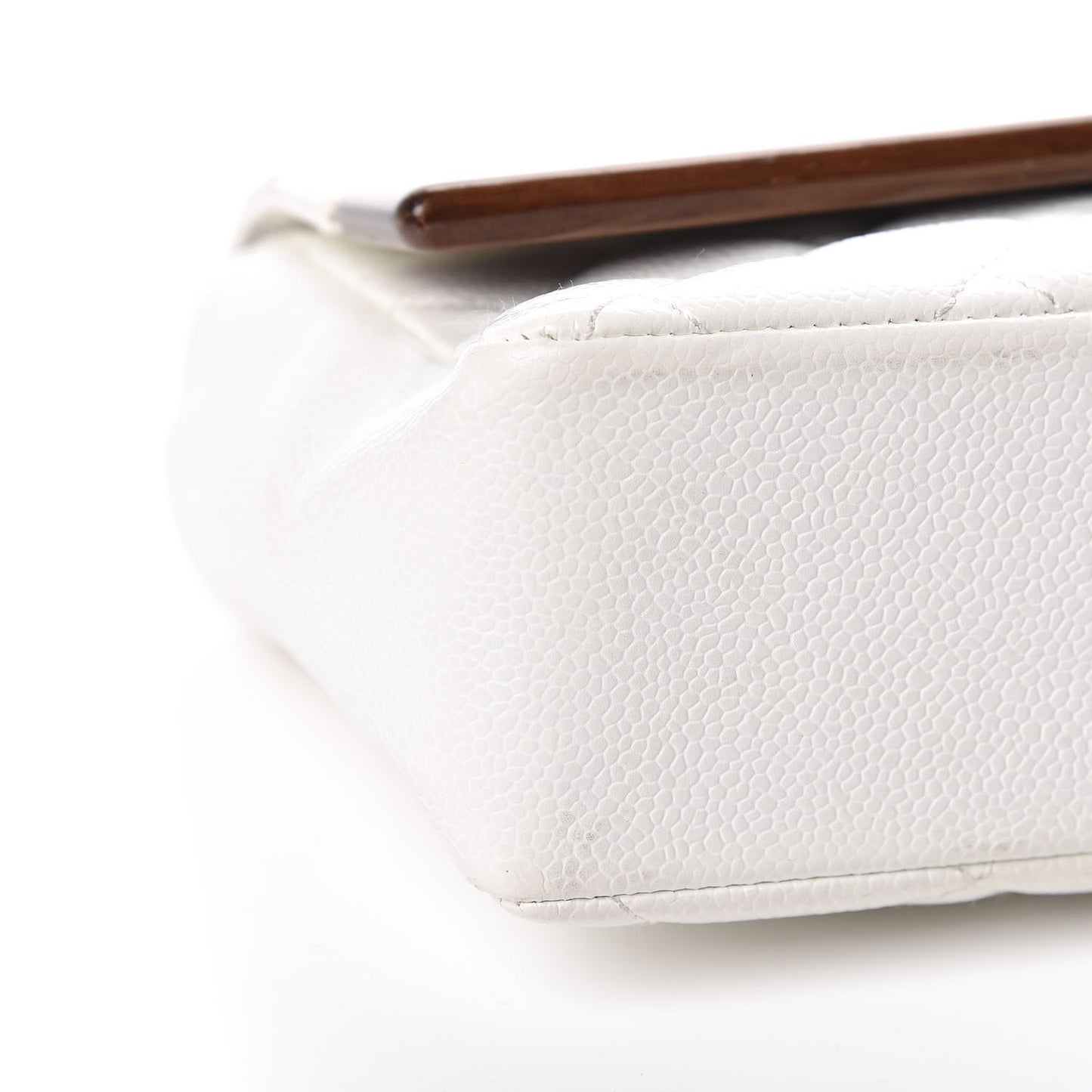 Caviar Quilted Wood CC Single Flap White