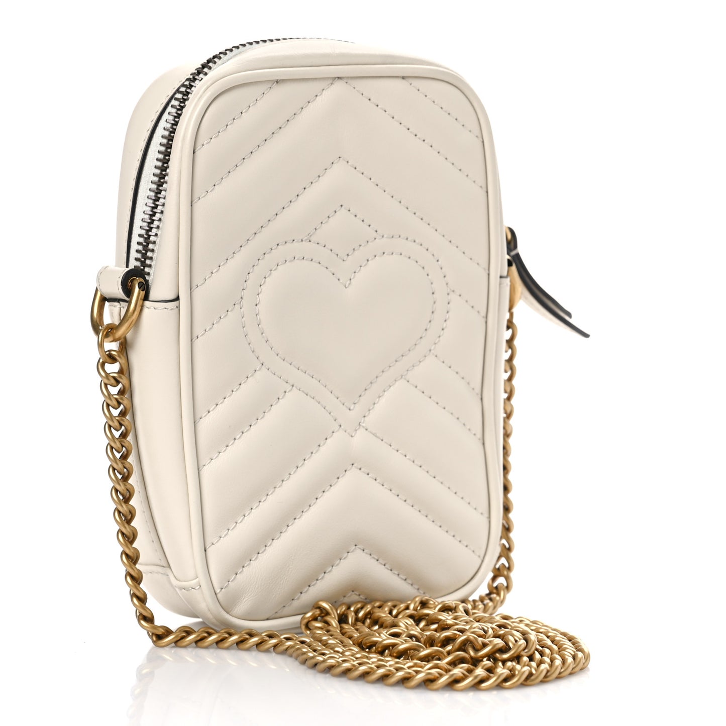 Calfskin Matelasse Mini GG Marmont Crossbody Bag White
