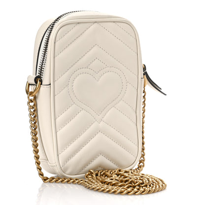 Gucci Calfskin Matelasse Mini GG Marmont Crossbody Bag White 3 of 10