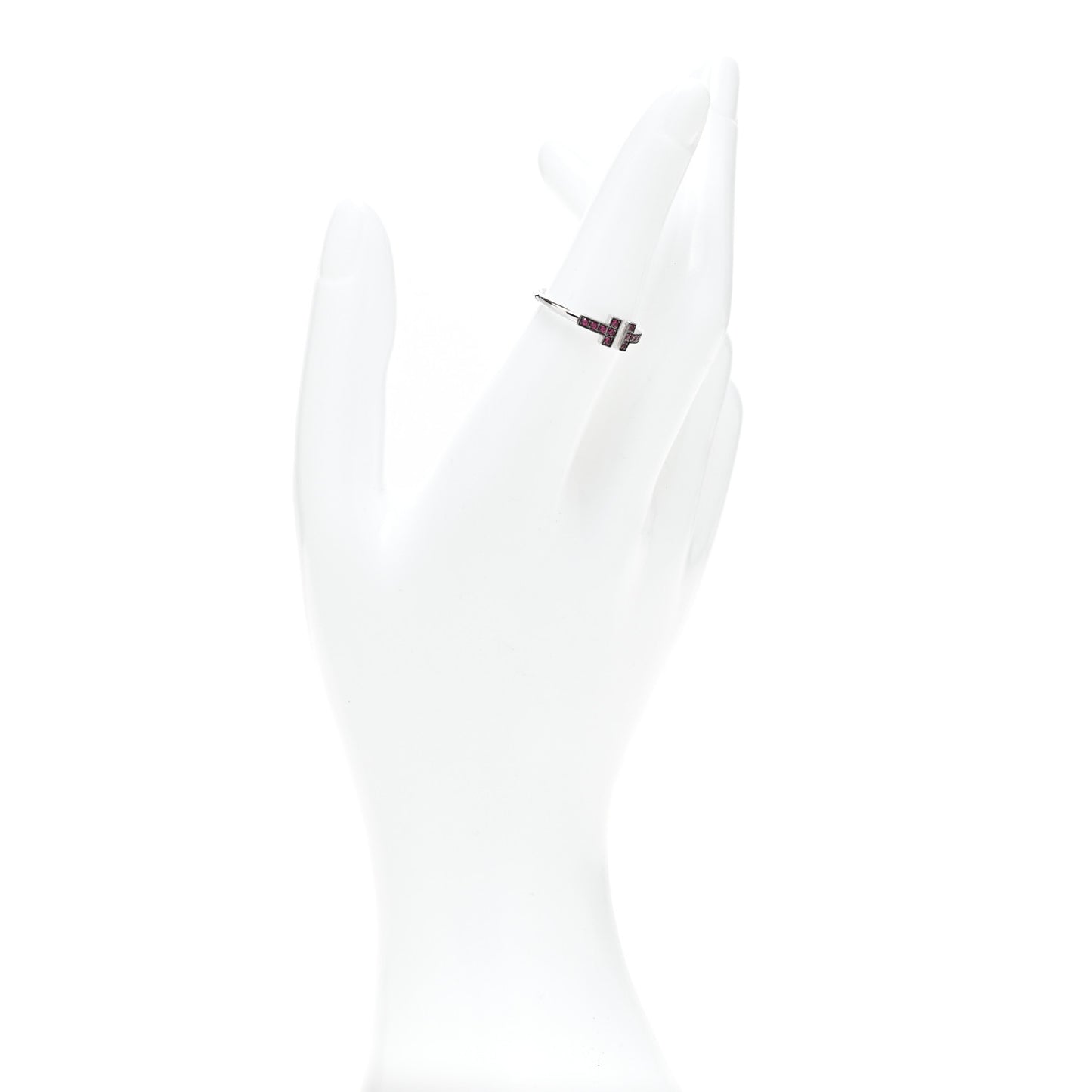 18K White Gold Ruby T Wire Ring 53 6.5