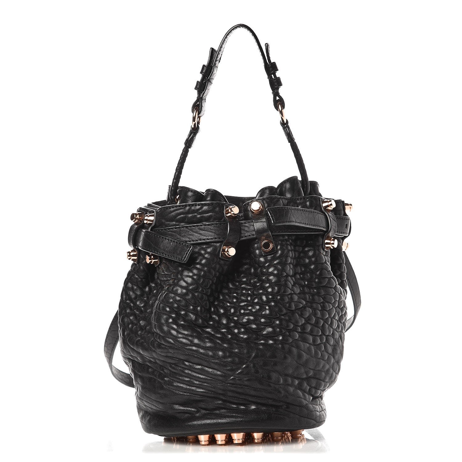 Alexander Wang Pebbled Lambskin Diego Bucket Black Rose Gold Hardware 1 of 7