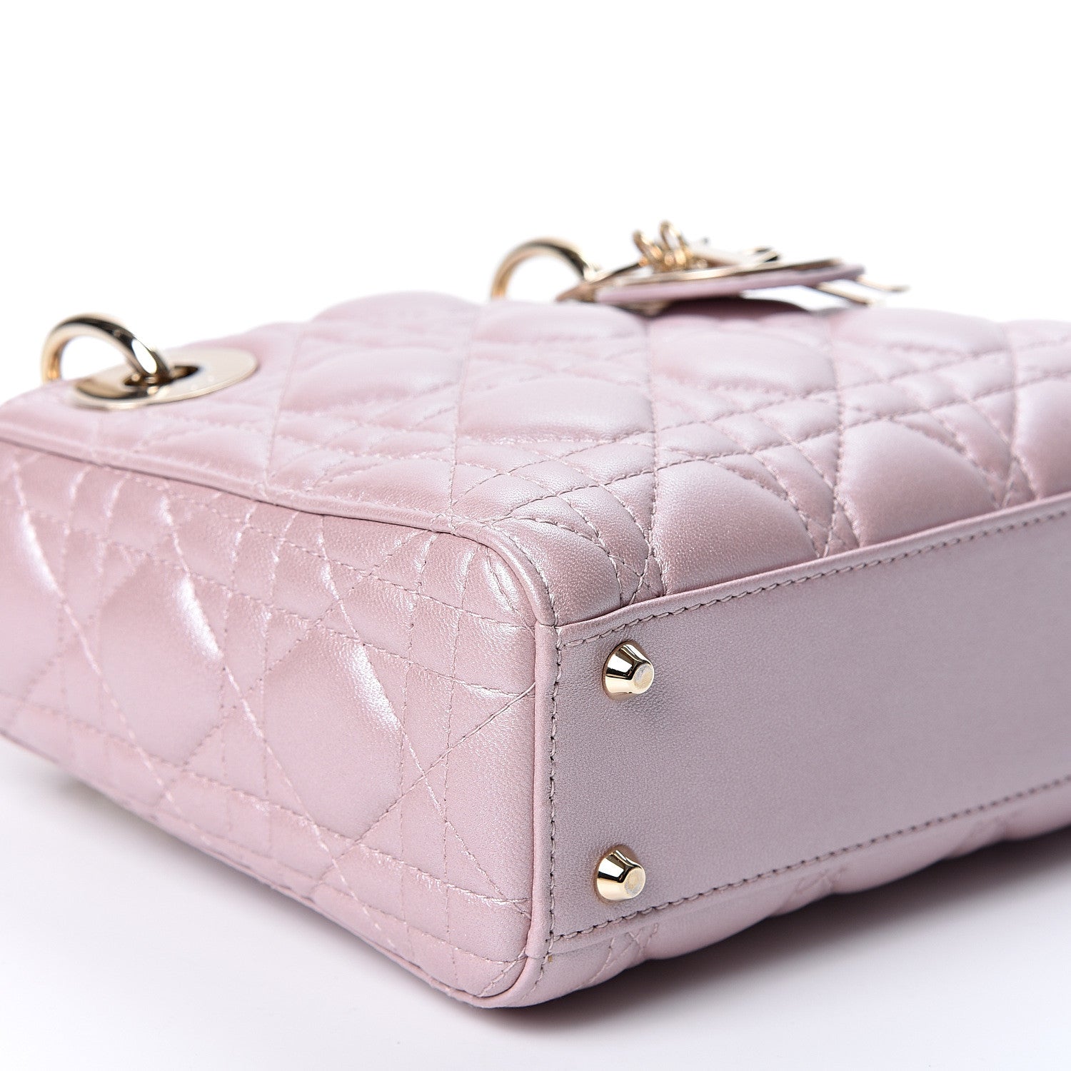 Christian Dior Metallic Lambskin Cannage Mini Lady Dior Lotus 8 of 9