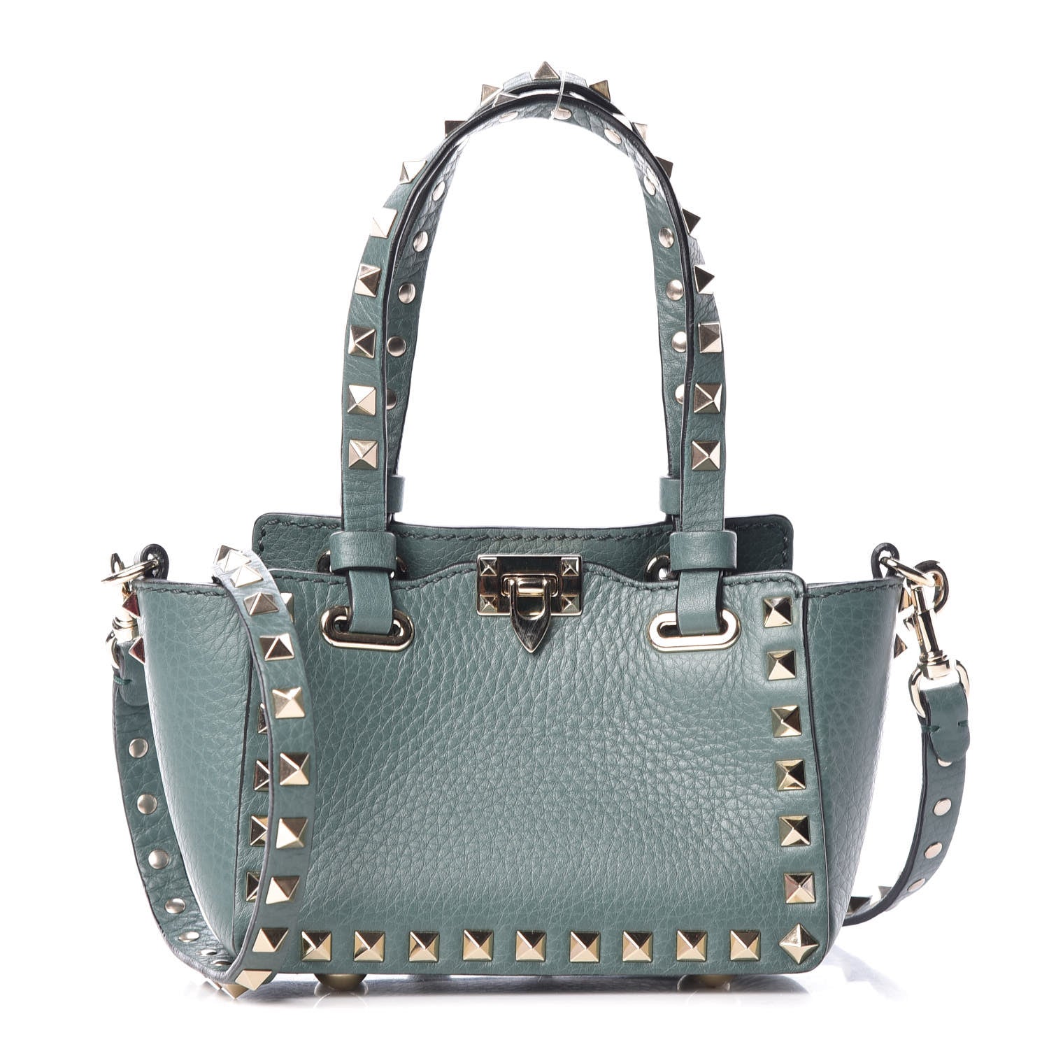Valentino Garavani Grained Calfskin Micro Rockstud Tote Giada 1 of 9