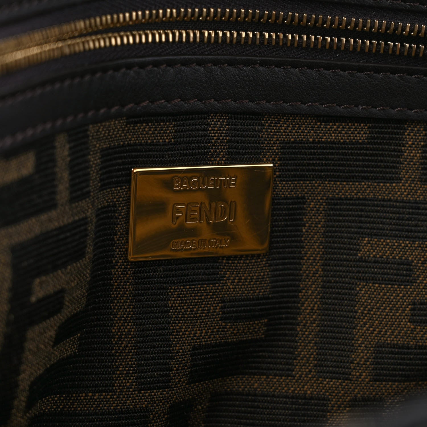 Fendi Fabric Jacquard FF 1974 Medium Baguette Tobacco Moro Black 6 of 8